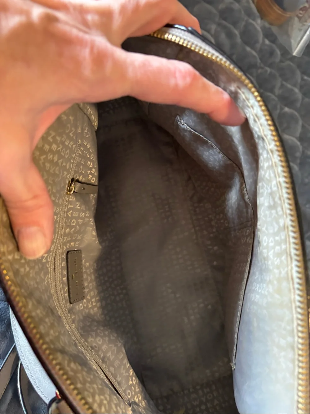 kate spade Gray Dome Satchel with Removable Strap and Gold Hardware